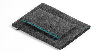 Durable Vilten hoes MultiBag 13 inch Effect voor tablets of laptops, 60% gerecycled PET-vilt, met accessoirevak, antraciet met ritssluiting in petrol, 507032