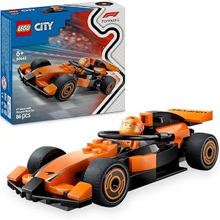 LEGO City F1 coureur met McLaren racewagen Auto Speelgoed voor 6 jaar en Ouder, Bouwpakket voor Kinderen met Raceauto en Formule 1 Coureur Minifiguur, Cadeau voor Jongens, Meisjes en Fans 60442