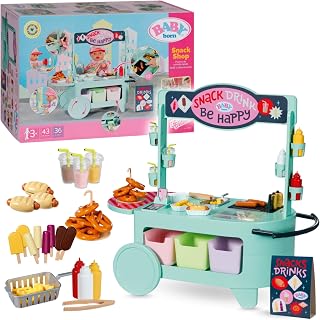 BABY born Snack Shop - Eetkraam voor poppen met geluidseffecten - 25 verschillende fastfoodsnacks - Hoogwaardige poppenaccessoires - Geschikt voor kinderen vanaf 3 jaar
