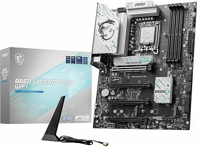MSI B860 GAMING PLUS WIFI-moederbord, ATX - Ondersteunt Intel Core Ultra-processors (serie 2), LGA 1851 - DDR5 geheugenboost 8600+ MT/s (OC), PCIe 5.0 x16 x16, M.2 Gen5, Intel Killer 5G LAN, Wi-Fi 7