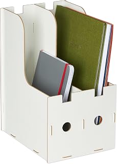Relaxdays tijdschriftencassette, 2 vakken, mdf, kantoor & school, stevige tijdschriftenhouder staand, wit
