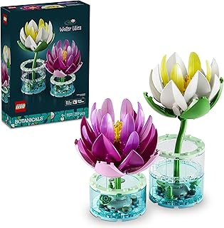 LEGO Botanicals Waterlelies - Nepbloemen Set met 2 Kunstplanten in Transparante Vazen - DIY Kinderkamer Decoratie - Cadeau voor Meisjes vanaf 9 Jaar en Volwassen Bloemenliefhebbers - 11511