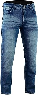 Bikers Gear Australia Kevlar Gevoerde beschermende klassieke motorjeans met CE 1621-1 afneembaar pantser, Stone Wash Denim, maat 40S (L 41,1 cm/B 49,5 cm)