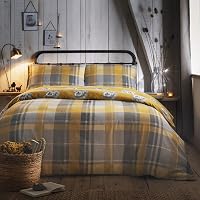 Dreams & Drapes Dekbedovertrek met okerkleurige geruite egel - outlet/retourdeal