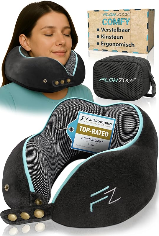 FLOWZOOM Comfy Traagschuim Reiskussen voor Vliegtuig & Auto - outlet/retourdeal