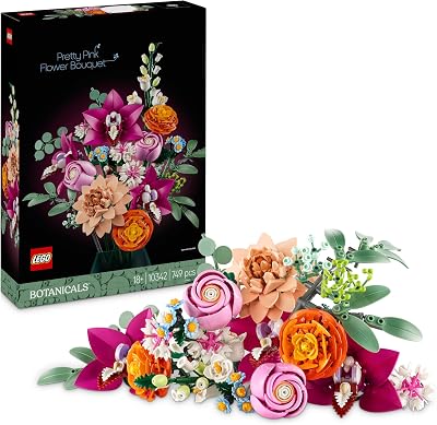 LEGO Botanicals Roze boeket, Bloemen Decoratie, Kunstbloemen Bouwpakket voor Volwassenen, Moederdag-Cadeau voor Mama, Nepbloemen Display met Madeliefjes, Korenbloemen, Rozen en Vlierbloesem 10342