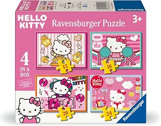 Ravensburger Hello Kitty speelgoed en geschenken - 4 in een doos legpuzzels voor kinderen vanaf 3 jaar - 12, 16, 20, 24 stuks - editie 2025