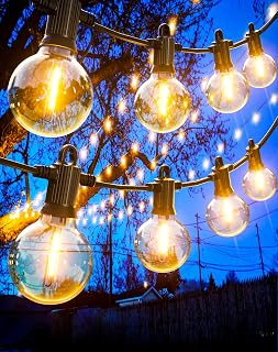 Zuske Lichtsnoer voor buiten, 30 m, met 50 + 2 G40, kunststof lampen, led-lichtketting voor buiten, waterdicht, IP65, voor tuin, terras, feest, bruiloft, terras, pergola, bistro - warm wit