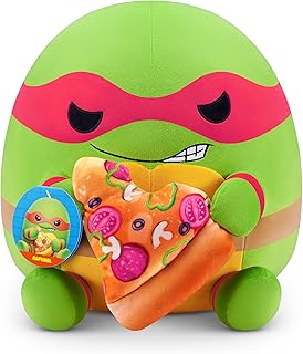 Snackles 35 cm pluche teenage mutant Ninja Turtles Edition by ZURU, knuffelig squishy Comfort pluche met teenage mutant Ninja Turtles thema en pizza snack accessoire (Raphael)