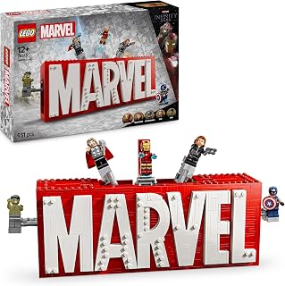 LEGO Marvel: MARVEL logo en minifiguren, Superhelden Figuren van o.a. Captain America, Iron Man, Hulk en Black Widow, Speelgoed voor Kinderen, Cadeau voor Tieners, Jongens en Meisjes 76313