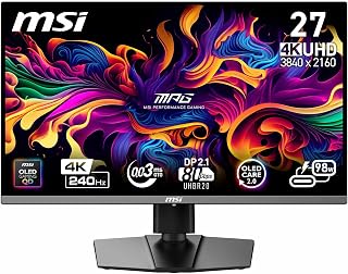 MSI MPG 272URX QD-OLED 26,5 inch gaming monitor 4K UHD - Quantum Dot OLED-paneel 3840 x 2160, EL Gen3, 240Hz / 0,03ms, 99% DCI-P3, PLA ≤2, DisplayHDR True Black 400, KVM, DP 2.1a, HDMI 2.1, USB Type-C
