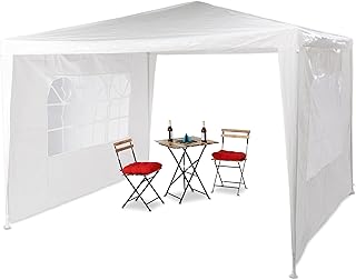 Relaxdays partytent met 2 zijwanden, 3x3 m, metalen frame, PE zeil, feesttent voor festivals etc., in het wit