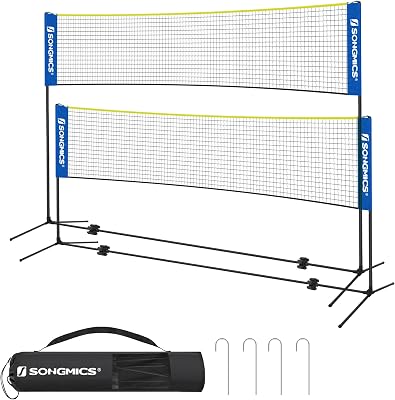 SONGMICS Badmintonnet, volleybalnet, in hoogte verstelbaar, draagbaar, voor tennis, 3 m