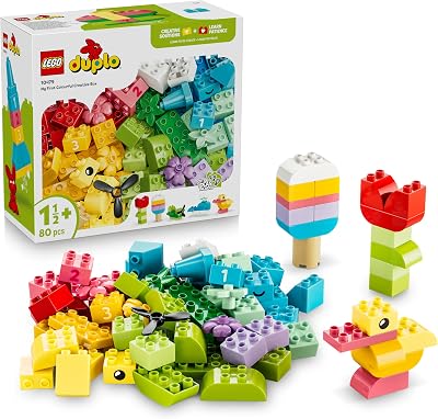 LEGO DUPLO Kleurrijke Creatieve Doos - Bouwpakket voor Kinderen met Cijferstenen, Dieren, Voertuigen en Speelgoed Eten - Cadeau voor Jongens en Meisjes vanaf 1 Jaar - 10479