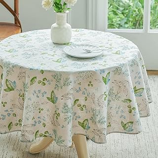 Wracra Levendige Bladeren Tafelkleed Wasbaar Katoen Linnen Tafelkleed Buiten Rond 120cm Geschikt voor Feest Picknick Eetkamer Tuin (Rond 120cm)