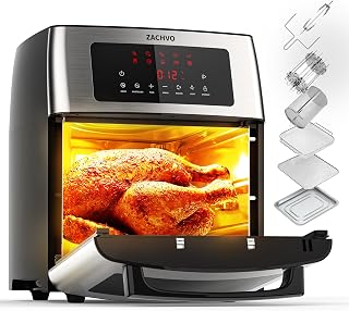 Heteluchtfriteuse XXXL, 15 liter Airfryer met 1700 W, 10 programma's, timerfunctie, touchdisplay, roterende grill-droogmachine, vetarm, energiebesparend frituren, kijkvenster, dehydrator, incl