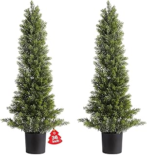 VEVOR Kunstmatige vormsnoei cederbomen, 2 set 914 mm faux dennenstruiken planten, nep zijden boom zien er echt uit, eenvoudige montage voor decoratie veranda, buiten, terras, tuin, balkon, achtertuin