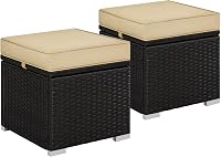 Yaheetech 2 stuks rotan kruk met afneembaar kussen en opbergruimte - outlet/retourdeal
