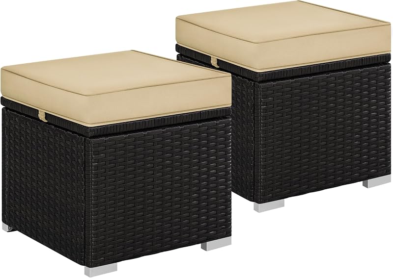Yaheetech 2 stuks rotan kruk met afneembaar kussen en opbergruimte - outlet/retourdeal