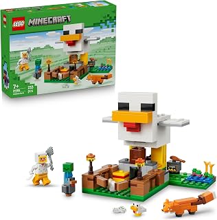 LEGO Minecraft Kippenboerderij Bouwpakket voor Kinderen - Incl. Speelgoed Dieren Figuur van Vos, Plus Figuren van Kippenfan en Babyzombie - Cadeau voor Gamers, Jongens en Meisjes vanaf 7 Jaar - 21585