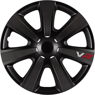 AutoStyle 4-Delige Wieldoppenset VR 14-inch zwart/carbon-look/logo
