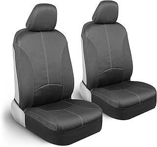 Motor Trend SpillGuard Waterdichte stoelhoezen voor voorstoelen, grijze stiksels - duurzame neopreen autostoelbeschermers, eenvoudig te installeren, binnenhoezen voor auto, vrachtwagen, bestelwagen,
