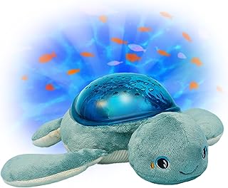 Pabobo - Aqua Dream Baby Turtle nachtlampje met geanimeerde projecties en rustgevende geluiden - Slaapliedje, witte geluiden & mariene melodieën - Huilende reactivatie - Oplaadbaar USB-C - Wasbaar en