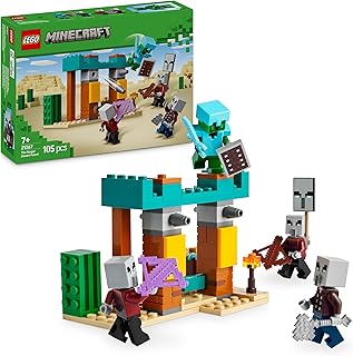 LEGO Minecraft De Illagers in de woestijn Speelgoed voor 7 jaar met Minifiguren incl. een Plunderaar Verwoester en Cactusridder - Cadeau voor Gamers, Jongens en Meisjes - 21267