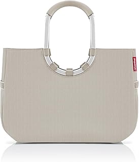 reisenthel Loopshopper L, stevige tas met praktische vakken van gerecyclede PET-flessen, charmant en waterafstotend design, herringbone zand, Eén maat, Sport