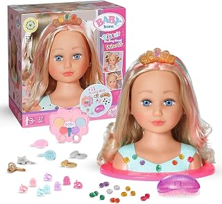 BABY born stylinghoofd prinses - poppenkapselhoofd voor kinderen vanaf 3 jaar - met lang blond haar, inclusief schminkset, borstel en accessoires - schmink ook geschikt voor de kinderhuid