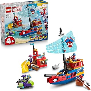 LEGO Marvel Team Spidey Piratenschip Speelgoed voor Kinderen – met Schip, 2 Boten en 4 Minifiguren – Superhelden Cadeau voor Jongens vanaf 4 Jaar en Fans van Spidey en Zijn Geweldige Vriendjes – 11208