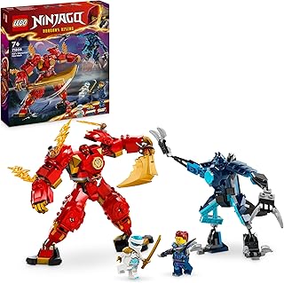LEGO NINJAGO Kai's elementaire vuurmecha, Leuk Ninja Speelgoed voor Kinderen met aanpasbare rode Actiefiguur en Minifiguren van Kai en Zane, Cadeau voor Jongens en Meisjes van 7 jaar en ouder 71808