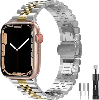 Diruite voor Apple Watch Ultra 2/Ultra/Series 10/9/8/7/6/5/4/SE Band Roestvrijstalen Banden met Dubbele Inzetsluiting Vervangende Band voor iWatch 49mm 46mm 45mm 44mm 42mm 41mm 40mm 38mm