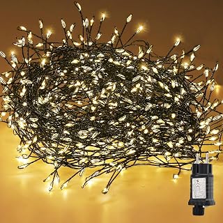 SALCAR Led-clusterlichtketting met draad, kerstboom, 15 m, 600 leds, kerstboomverlichting met 8 modi, timer en geheugen, waterdichte lichtketting voor buiten, binnen, tuin, bruiloft, warmwit