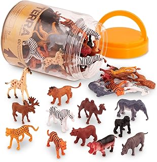 Terra by Battat – tube met 60 wilde wezens – realistische mini-dierfiguren – leeuw, nijlpaard, tijger, beer en meer safaridieren – educatief speelgoed voor kinderen en peuters vanaf 3 jaar