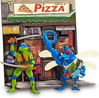 Tortugas Ninja Leonardo Vs. Super Fly Movie Face Off actiefiguren, 12 cm, figuren uit de film Chaos Mutant met vechtaccessoires, voor jongens en meisjes vanaf 4 jaar