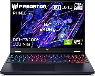 ACER Predator Helios 16 PHN16-72-94FH, gaming laptop 16 inch WQXGA IPS 240Hz, gamer laptop (Intel Core i9-14900HX, 32GB RAM, 1024GB SSD, NVIDIA GeForce RTX 4070, Windows 11) - zwart