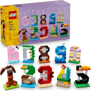 LEGO Verjaardagscijfers Taartdecoratie met Speelgoed Dieren Figuren incl. Hond, Spin en Walvis - Tafeldecoratie en Feestartikel - Cadeau voor Jongens en Meisjes vanaf 6 Jaar - 40807