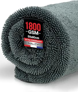 Ivality Auto Droogdoek XXL 80x50 cm – 1800 g/m² Ultra-Absorberende Microvezeldoekje voor Auto- en Motorverzorging, Pluisvrij en Lakvriendelijk Twisted Droogdoek Microvezel - Grijs