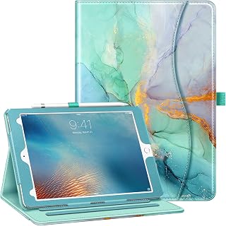 FINTIE Hoesje voor iPad Pro 9,7 Inch 2016 Release Tablet- [Hoekbescherming] Multi-Angle Viewing Folio Smart Stand Achterkant met zak, Potloodhouder, Auto Wake/Slaap, Smaragd Marmer