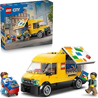 LEGO City The LEGO Van Toy - Delivery Truck Model Building Kit w/ 2 Minifigures, Trolley & Accessories - Birthday Gift Idea for 6+ Year Old Boys - 60500