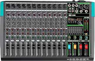 Depusheng PA12 Professionele Audio Mixer Soundboard Console Bureau Systeem Interface 12 Kanaals Digitale USB Bluetooth MP3 Computer Input 48V Fantoomvoeding Ingebouwde 99 Reverb Effect