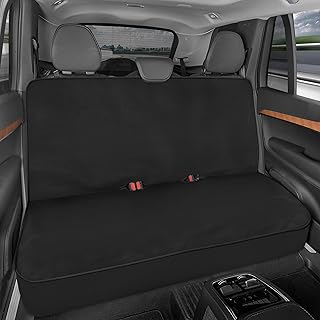 Motor Trend AquaShield Zwarte waterdichte achterbank autostoelhoes - Neopreen gewatteerde achterbankhoes voor auto's, ideale autostoelhoes voor kinderhonden, universeel passend ontwerp voor auto,