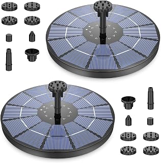 AISITIN 2 stuks 3,5 W fontein op zonne-energie voor buiten, fontein op zonne-energie met paneel, ingebouwde batterij, waterpomp, drijvende fonteinpomp met 10 sproeieffecten, voor tuin, vogelbad