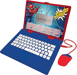 Lexibook JC598SPi2 Muis Marvel Spiderman-educatieve en tweetalige laptop Portugees/Engels-speelgoed met 124 activiteiten om te leren, spelletjes te spelen en muziek - blauw/rood