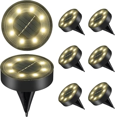 Led-zonnelampen voor buiten, tuin, 8 stuks, voor trappen, IP68, waterdicht, ledverlichting voor buitentrappen, treden, omheiningen, terrassen, bruin, warm wit