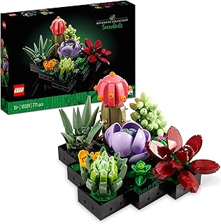 LEGO Botanicals Succulents - Build 9 Small Artificial Plants - Home or Office Desk Décor Building Set For Adults - Housewarming Gifts for Women & Men - 10309