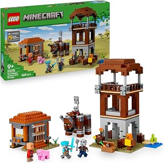 LEGO Minecraft De Plunderaar Buitenpost en Verwoester, Speelgoed voor Kinderen incl. Verstelbare Verwoester Figuur met Klappende Kaakfunctie - Cadeau voor Gamers, Jongens en Meisjes vanaf 8 Jaar 21278
