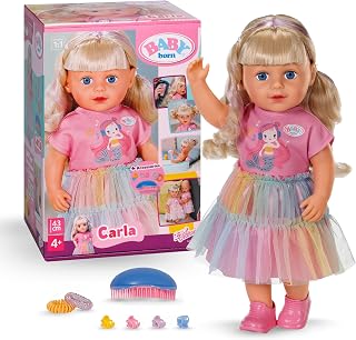 BABY geboren Carla - 43 cm pop met lang blond haar en highlights - Inclusief 7 stylingaccessoires - Geen batterijen nodig - Geschikt voor kinderen vanaf 4 jaar