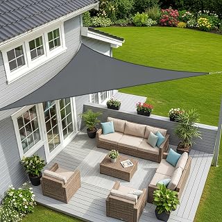 Sunnylaxx Zonnezeil,Waterdicht Schaduwzeil,Driehoekig,3x3x4.25 m-Antraciet,Zonwering,Waterafstotend,Premium PES Polyester ANT- UV,voor Buiten Luifel,Tuin,Balkon,Terras